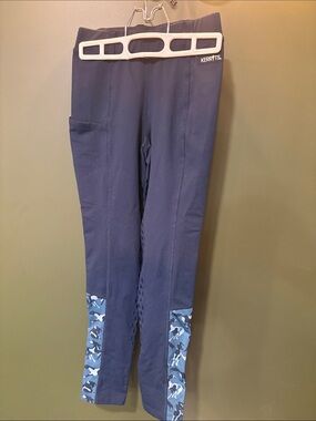 Kerrits Navy Leggings with Blue Camo Ankle Panels